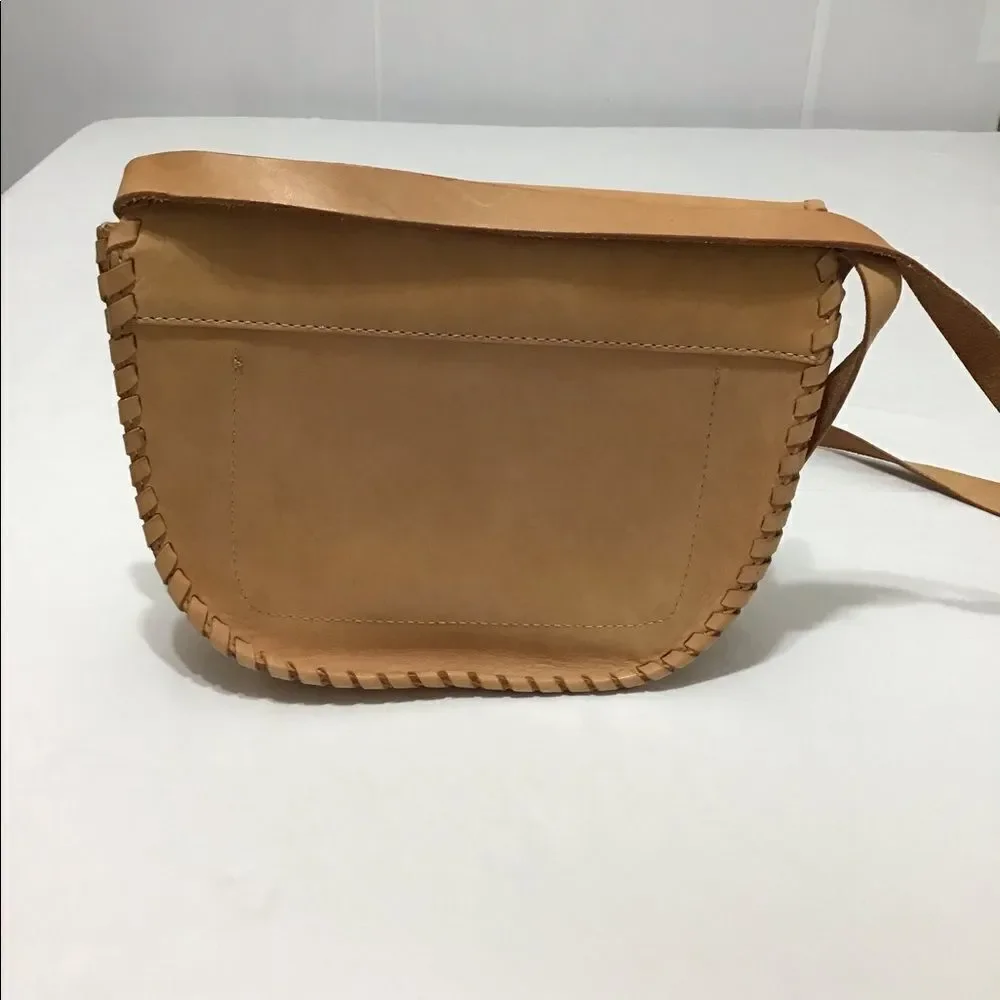 Madewell Leather Whip Stitch Natural Crossbody Bag